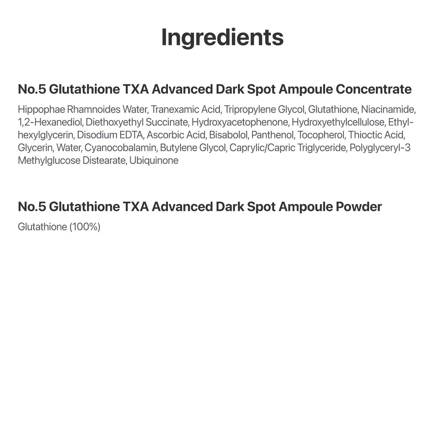 Numbuzin No.5 Glutathione TXA Advanced Dark Spot Ampoule Concentrate